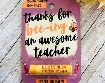 Teacher Lip Balm Gift Card, Lip Balm Teacher Gift, Teacher Gifts, Teacher Appreciation Week Gift, Teacher Gift Idea, Cheap Teacher Gift Bulk