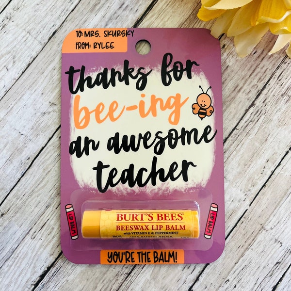 Teacher Lip Balm Gift Card, Lip Balm Teacher Gift, Teacher Gifts, Teacher Appreciation Week Gift, Teacher Gift Idea, Cheap Teacher Gift Bulk