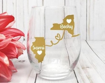 Best Friend Wine Glass, Best friend Gift, Long Distance Best Friend, Best Friend Birthday Gift, Best Friend Long Distance,