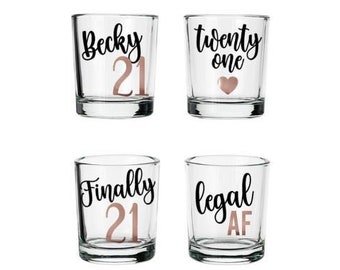21st Birthday Tall Shot Glass Brights