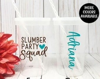 Slumber Party Squad Cup, Slumber Party Favors, Girls Slumber Party, Girls Birthday Party, Girls Birthday Party Invitation, Girls Spa Party