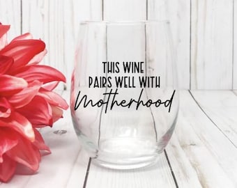 One Child At A Time Unique Mother Pink Motherhood: Losing My Mind Joke Mother's Day 12oz Wine Glass For Mom 
