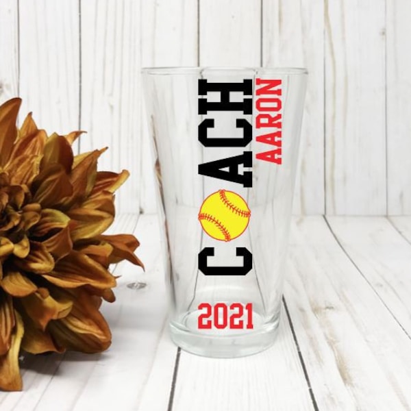 Coach Gift, Softball Coach Gift, Baseball Coach Gift, Coach Gift Personalized, Coach Pub Glass, Coach Gift From Team