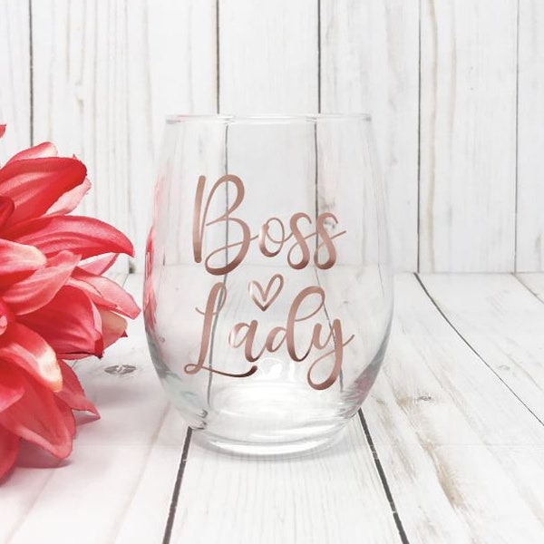Boss Lady Wine Glass, Boss Lady Gift, Gift Idea For Her, Female Boss Gift Idea, Small Business Owner, New Job Gift, Graduation Gift