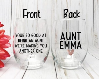 Aunt Pregnancy Announcement Wine Glass, Funny Pregnancy Announcement, Promoted To Aunt, New Aunt Gift, Promoted To Auntie, Aunt Gift Idea