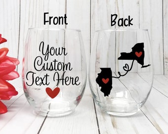 Best Friend Wine Glass, Never Too Far To Wine Together, Best friend Gift, Long Distance Best Friend, Best Friend Long Distance