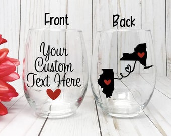 Engraved Multiple State Stemmed Wine Glass Graduation Multiple States to Choose From Custom Going Away or Moving Gift