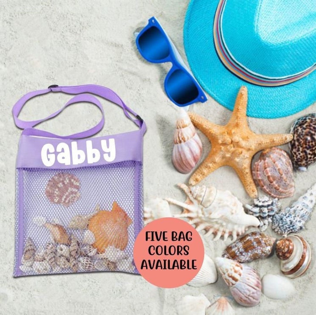 Personalized Kids Sea Shell Bag, Personalized Kids Beach Bag, Beach ...