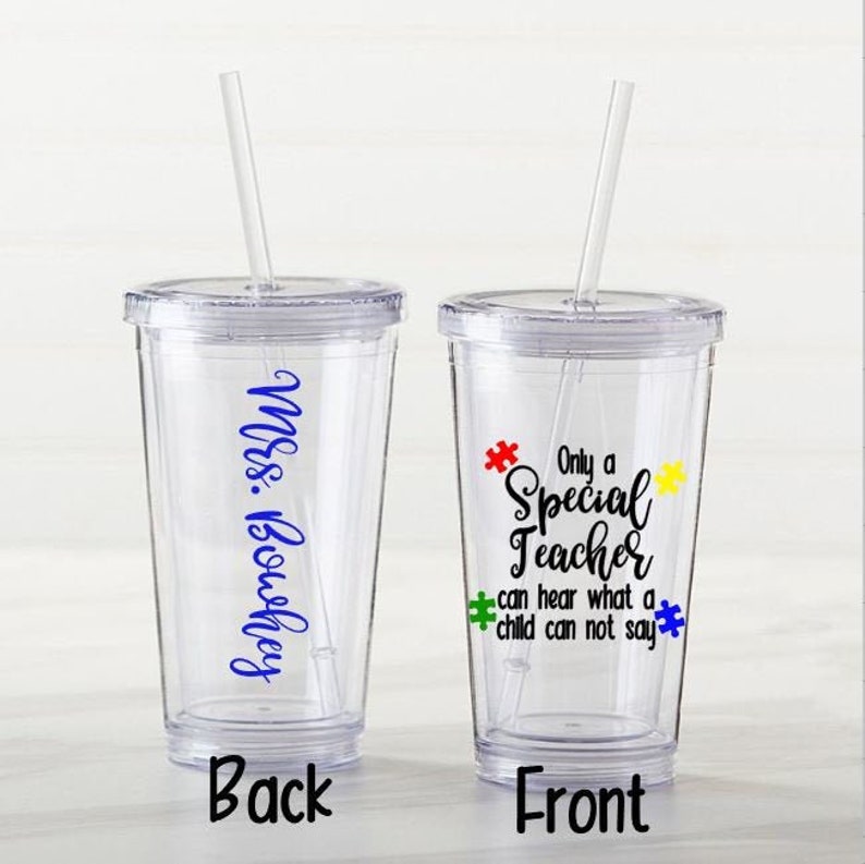 Autism Tumbler Teacher Tumbler Teacher Cup Personalized Etsy