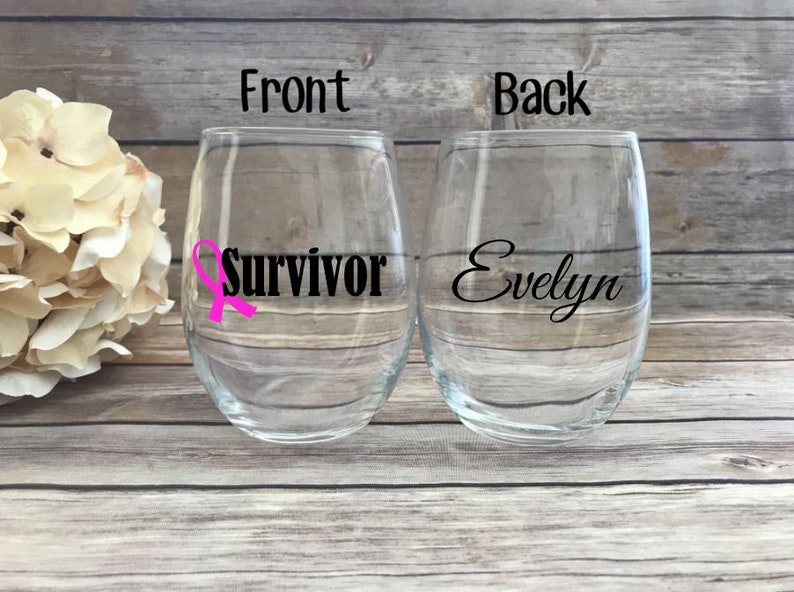 Survivor Wine Glass Breast Cancer Survivor Breast Cancer Etsy