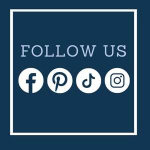 a square frame with the words follow us on it