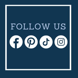 a square frame with the words follow us on it