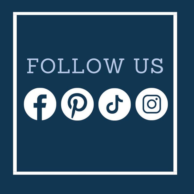a square frame with the words follow us on it