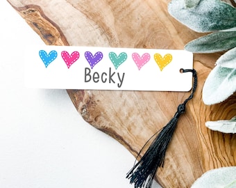 Personalized Metal Bookmark With Hearts, Bookmark For Kids, Bookmark For Teen, Gift Idea For Her, Book Lover Gift, Book Club Gifts
