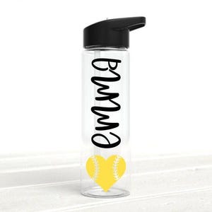Softball Water Bottle, Girls Softball Gifts, Personalized Kids Water Bottle, Softball Coach Gift, Kids Sports Bottle, Softball Mom