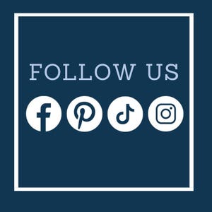 a square frame with the words follow us on it
