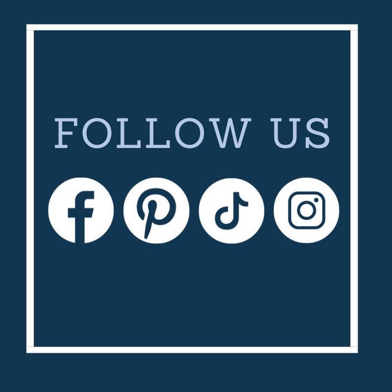 a square frame with the words follow us on it