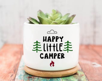 Happy Camper Planter, Camper Decor, Camper Planter, Crazy Plant Lady, Succulent Planters, Small Planter, Gift Idea For Her, Boho Decor