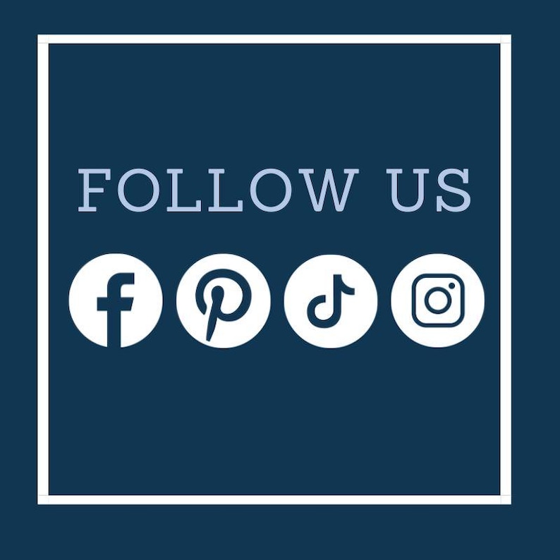 a square frame with the words follow us on it