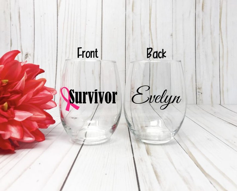 Survivor Wine Glass Breast Cancer Survivor Breast Cancer Etsy