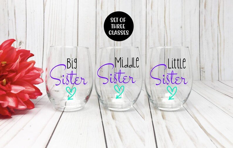 Sister Wine Glass Sister Wine Glasses Sister Gift Birthday Etsy