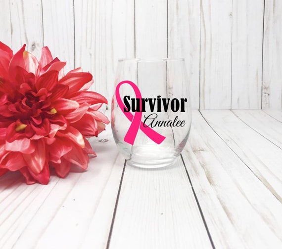 Survivor Wine Glass Breast Cancer Survivor Wine Glass Cancer Etsy