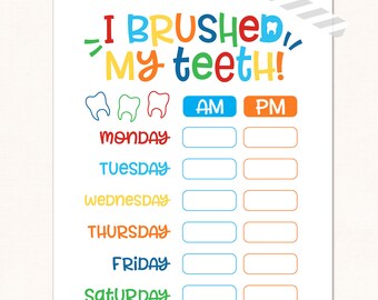 Teeth Brushing Chart / DIGITAL / I Brushed My Teeth / Kids Brushing Teeth Chart / Teeth Printable / Teeth Reward Chart / Kids Chart Print
