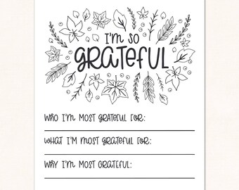 I'm So Grateful Printable / I'm So Grateful Print / DIGITAL / Thankful Printable / Class Thanksgiving Printable / Kids Thanksgiving Print