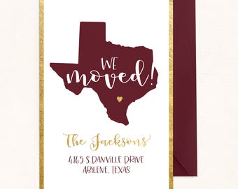 We Moved Card / DIGITAL / We Moved Postcard / Faux Gold Foil We've Moved Card / State Postcard / Gold Moving Announcement / New Address Card