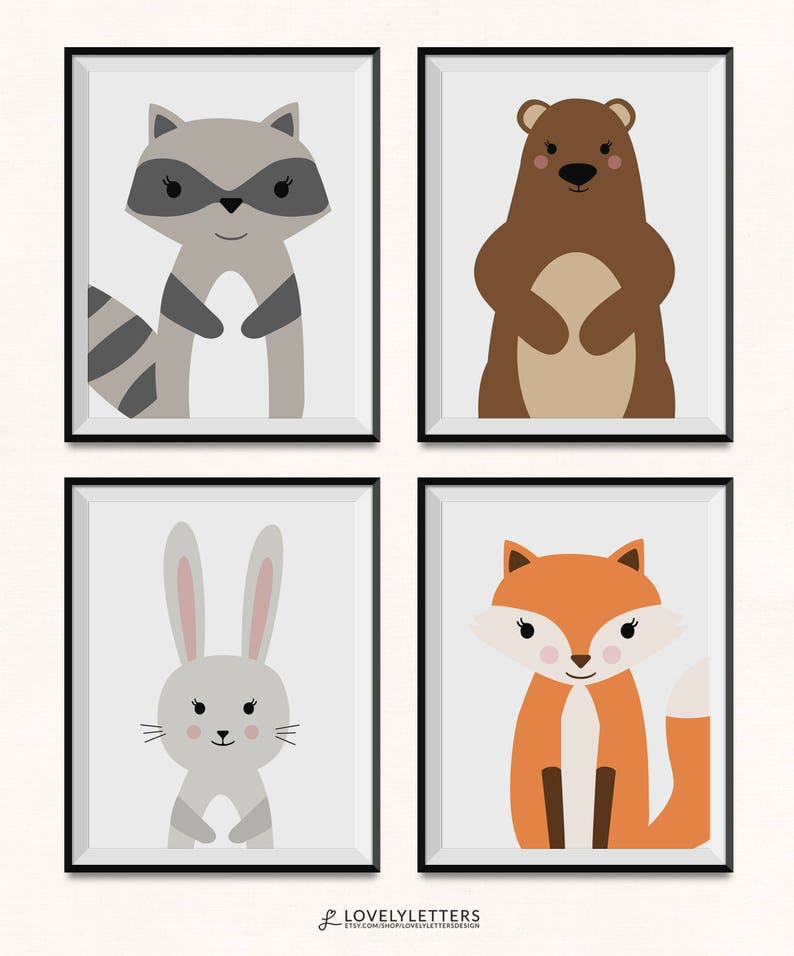 Forest Animal Nursery Prints / DIGITAL / Nursery Wall Art / Etsy
