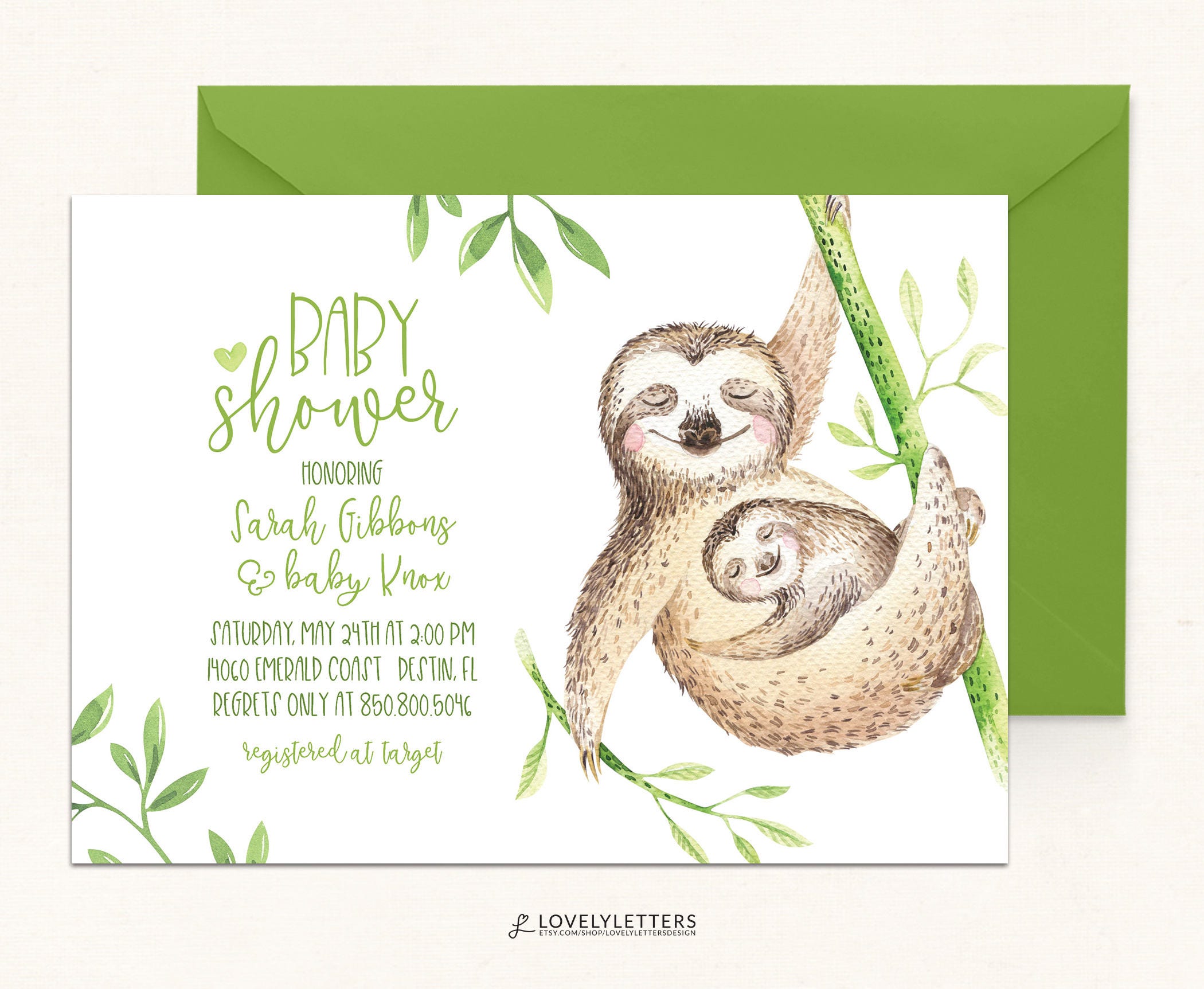 Sloth Shower Invitation / DIGITAL / Sloth Baby Shower / Baby | Etsy