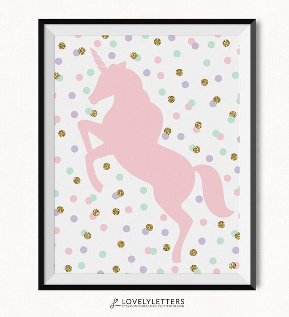 Unicorn Print / Magical Print / Unicorn Printable / Unicorn Nursery Print / Unicorn Decor / Unicorn Wall Art / Pastel Confetti Print Il_570xn