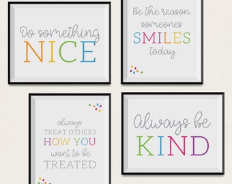 Kindness Classroom Printables / DIGITAL Set of 4 / Classroom Decor / Kindness Prints / Kindness Decor / Always Be Kind / Do Something Nice