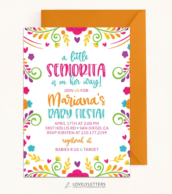 Fiesta Shower Invitation / DIGITAL / Fiesta Invitation / Floral Fiesta Baby Shower / Mexican Fiesta / Fiesta Shower / Floral Embroidery Il_570xn