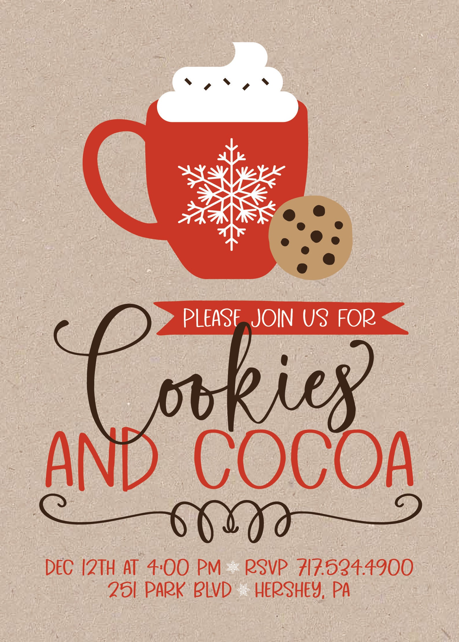 Cookies and Cocoa Invitation / DIGITAL / Cookies & Cocoa Etsy