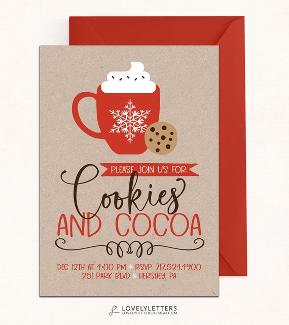 Cookies and Cocoa Invitation / DIGITAL / Cookies & Cocoa Invite / Hot Chocolate Party / Cookie Decorating Party / Cookie Exchange Il_570xn