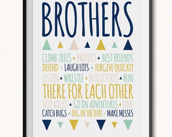 Brothers Print / Brothers Sign / DIGITAL / Brother Print / Brothers Printable / Brothers Room Decor / Brother Rules Print / Boys Room Decor