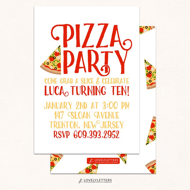 Pizza Party Invitation Pizza Invitation Pizza Party Invite Etsy