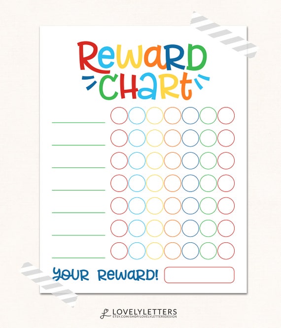 Reward Chart DIGITAL Kids Reward Chart Progress Chart Reward 