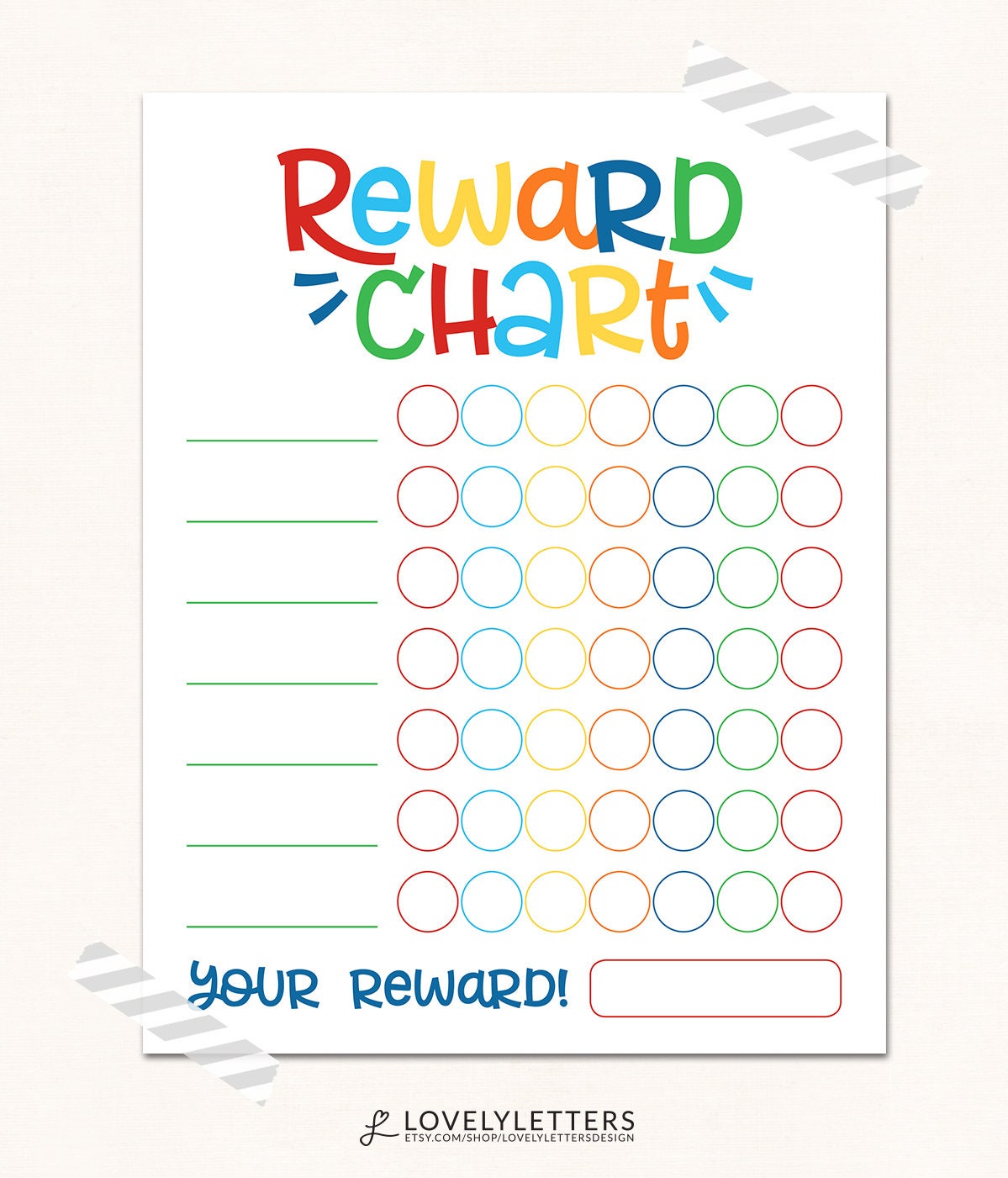 Reward Chart Digital Kids Reward Chart Progress Chart Etsy