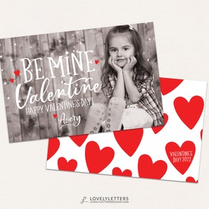 Foto Valentinskarten / Mädchen Valentinskarte / DIGITAL / Be Mine Valentinskarte / Herz Valentinskarten / Classroom Valentines / Classroom Vday