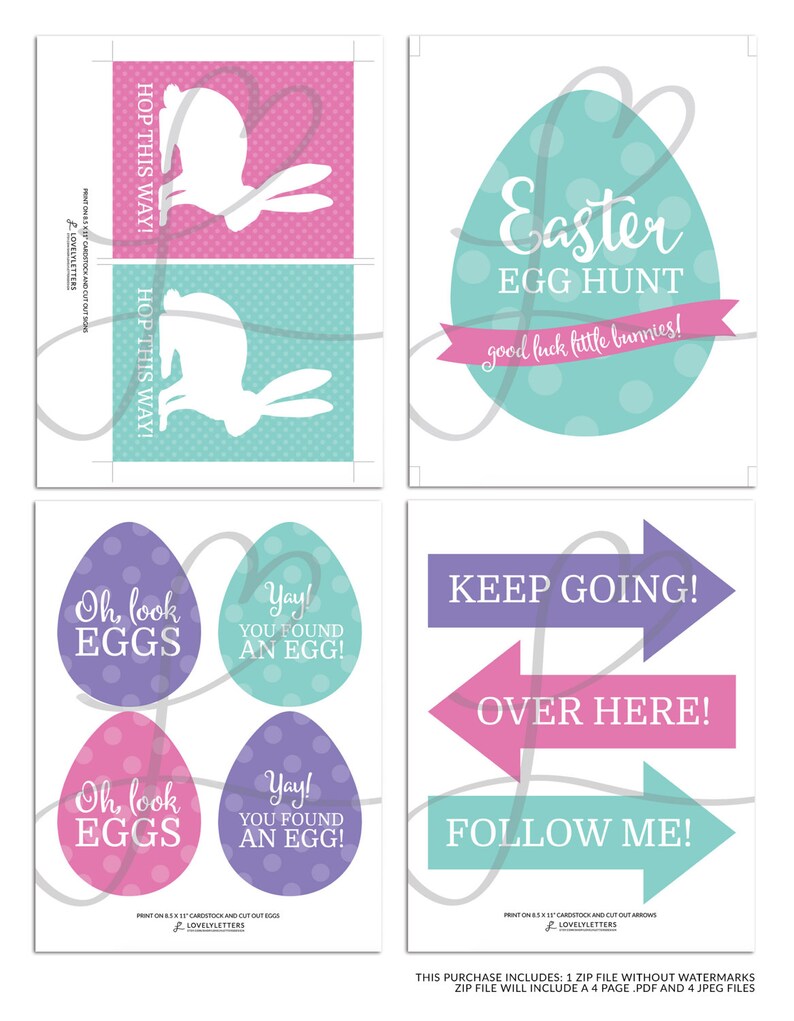 Easter Egg Hunt Printables / Egg Hunt Signs / Digital You | Etsy
