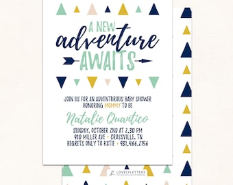 Adventure Baby Shower / DIGITAL / Adventure Shower Invitation / Adventure Awaits Invitation / Adventure Awaits Baby Shower / Triangle Shower