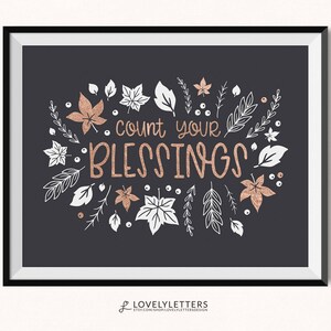 Count your Blessings Printable / DIGITAL / Fall Leaves Print / | Etsy