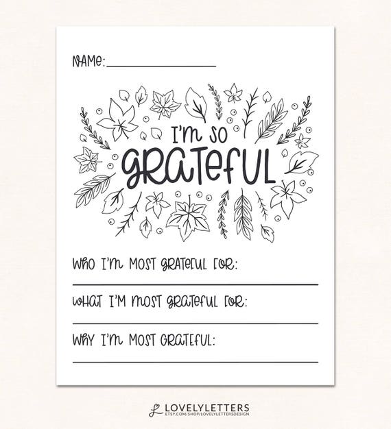 I'm So Grateful Printable / I'm So Grateful Print / DIGITAL / Thankful Printable / Class Thanksgiving Printable / Kids Thanksgiving Print Il_570xn