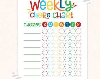 Kids Chore Chart Print / Weekly Chore Chart Printable / DIGITAL / Daily Chores / Monochrome Reward Chart / Weekly Chores / Kids Chores Print