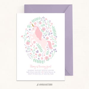 Floral Unicorn Invitation / Unicorn Birthday Invitation / DIGITAL / Floral Invitation / Magical Birthday / Unicorn Invite / Magical Invite