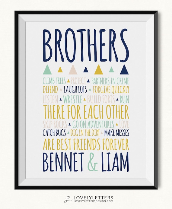 Brothers Print / Brothers Sign / DIGITAL / Aztec Print / Brother Print / Brothers Printable / Brothers Room Decor / Brothers Rules Print Il_570xn