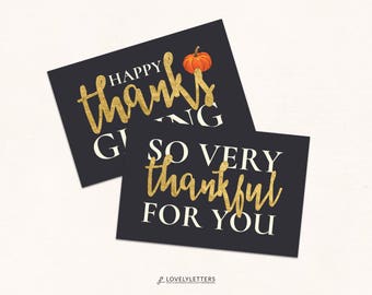 Happy Thanksgiving Gift Tags / Thanksgiving Tags / So Thankful Gift Tag / DIGITAL / Thanksgiving Favor Tag / Gold Thanksgiving Gift Tag