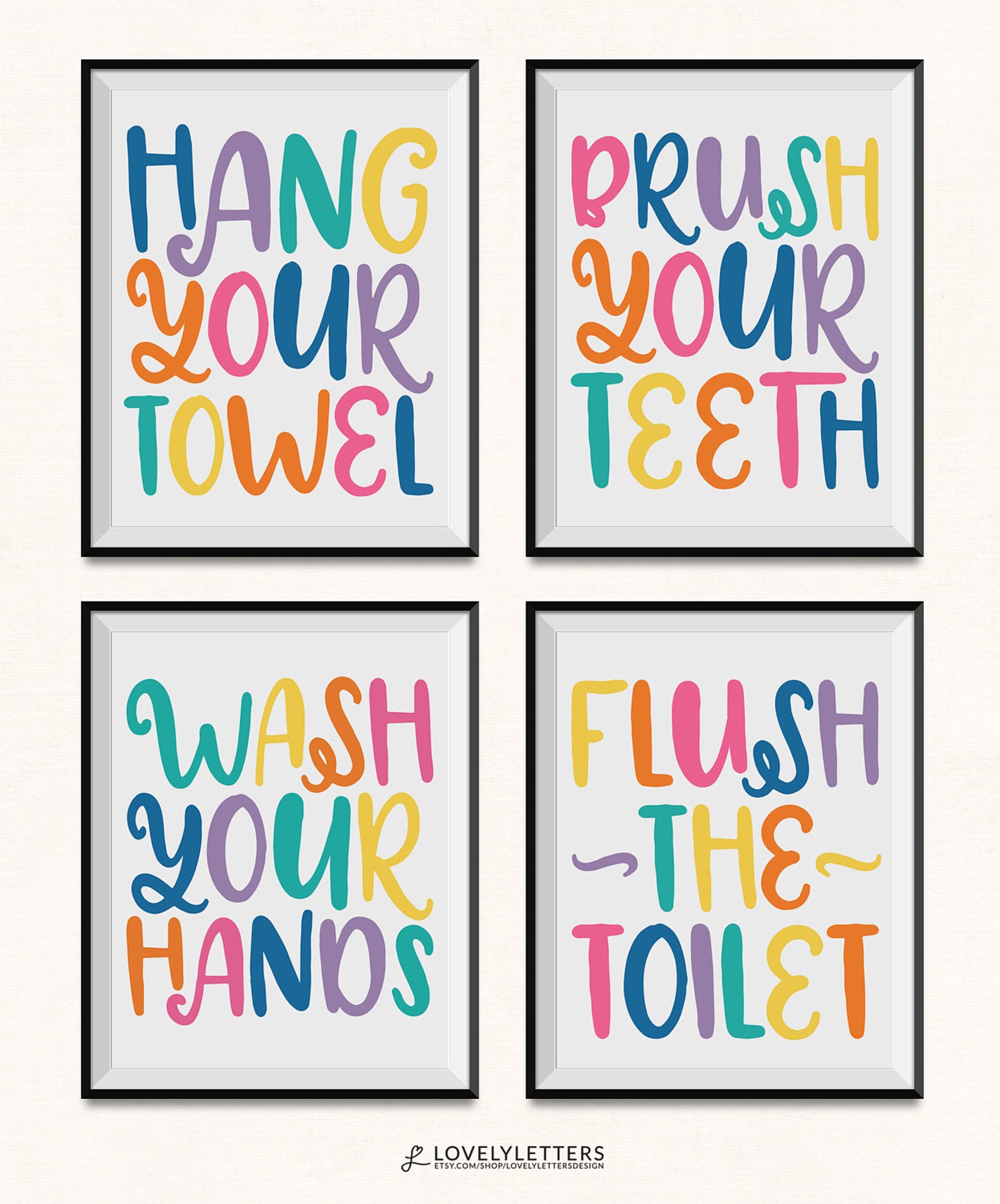 Kids Bathroom Print / Gender Neutral Bathroom Prints / DIGITAL | Etsy